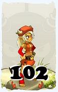 Un personaje del juego Dofus, Osamodas-Aire, de nivel 102