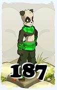 Un personaje del juego Dofus, Pandawa-Aire, de nivel 187