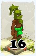 Un personaje del juego Dofus, Sadida-Aire, de nivel 16